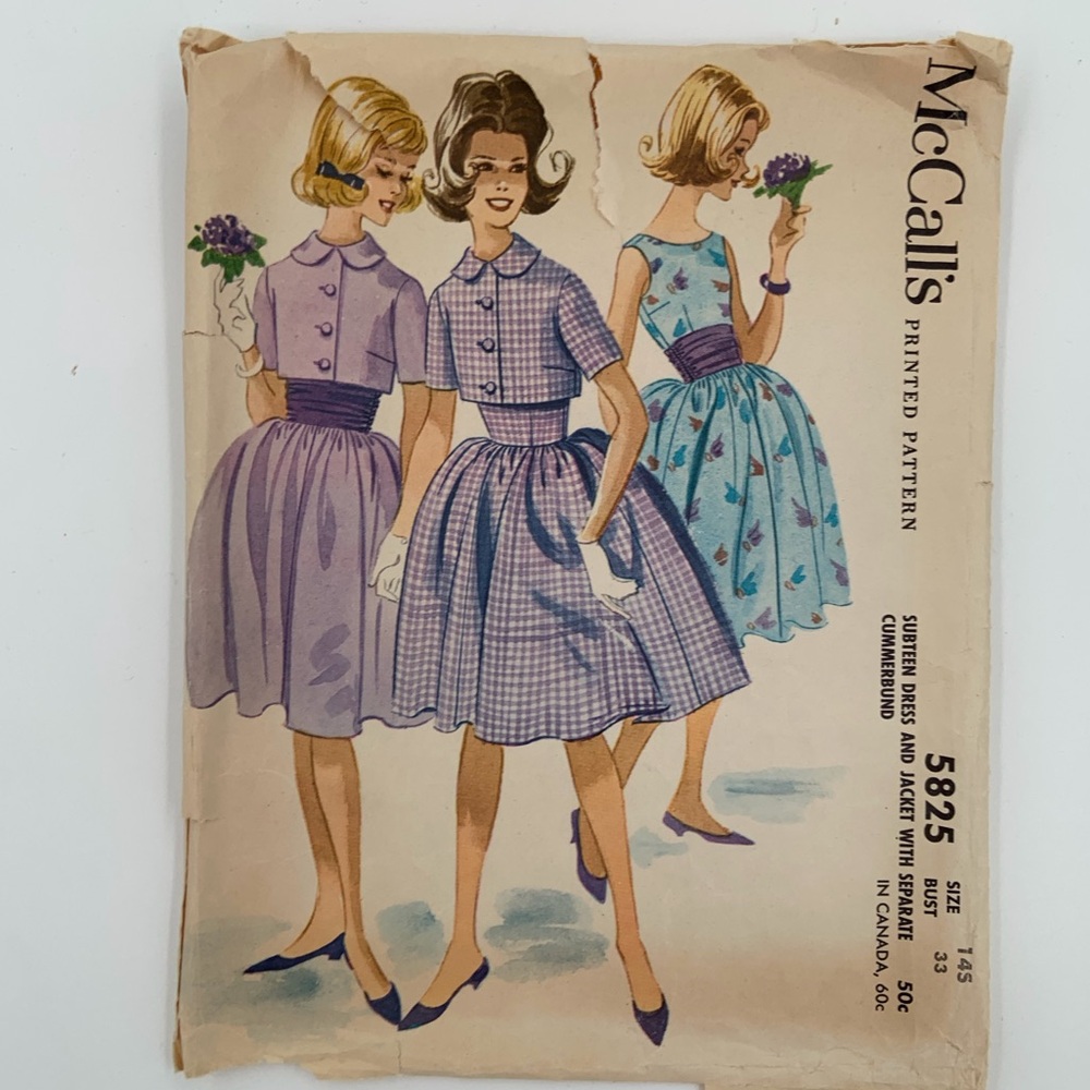 Vintage McCalls Subteen Dress & Jacket w/Separate Cummerbund Sewing Pattern